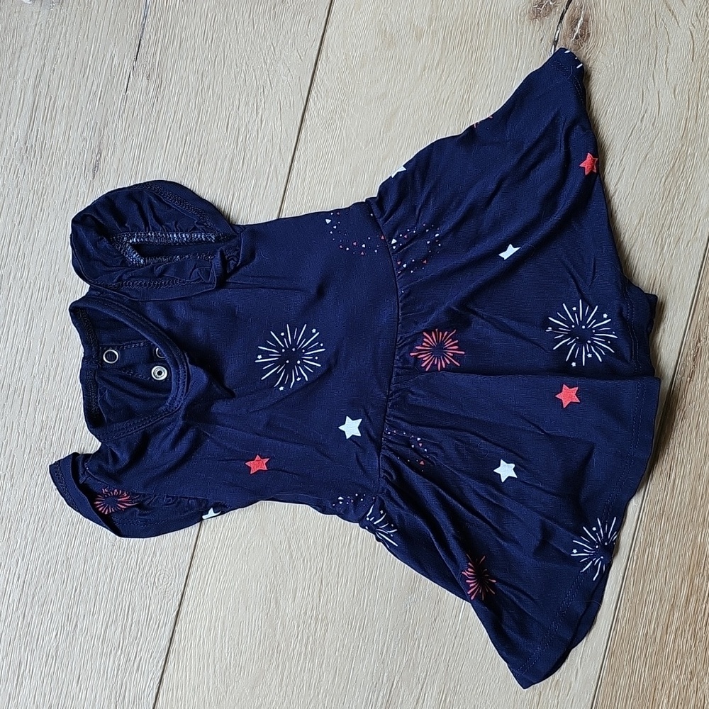 Kyte Baby Twirl Bodysuit Dress In Fireworks